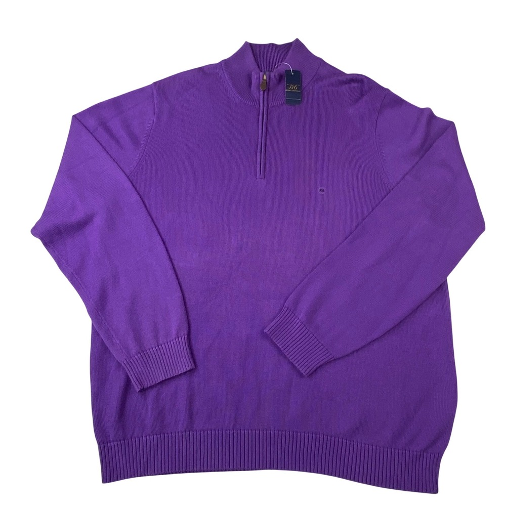 Brooks Brothers 346 Purple Supima Cotton Quarter Zip Sweater Mens XXL NWT